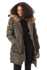 Women's khaki parka with fur - Image n°6