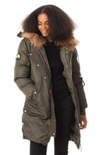 Women's khaki parka with fur - Image n°6