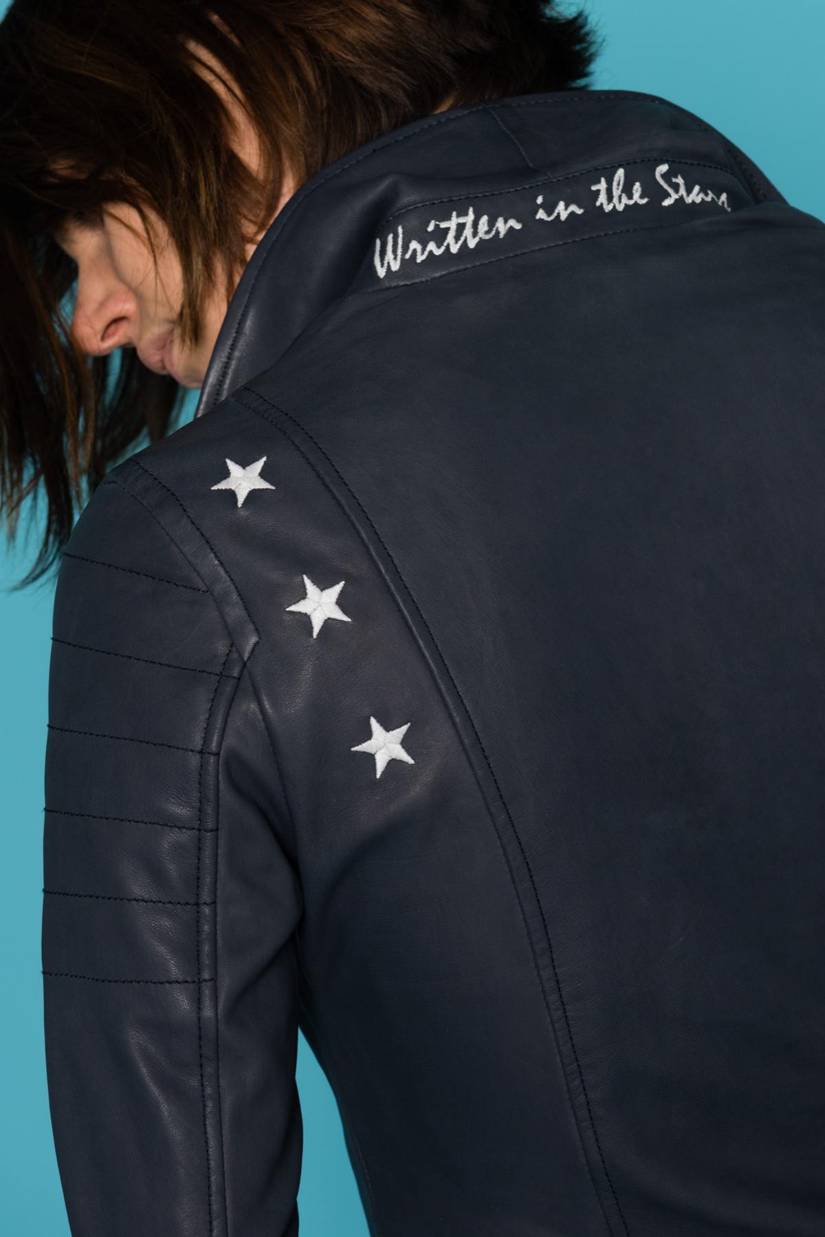 Women's Biker Jacket with fluorescent stars Cityzen - Image n°1