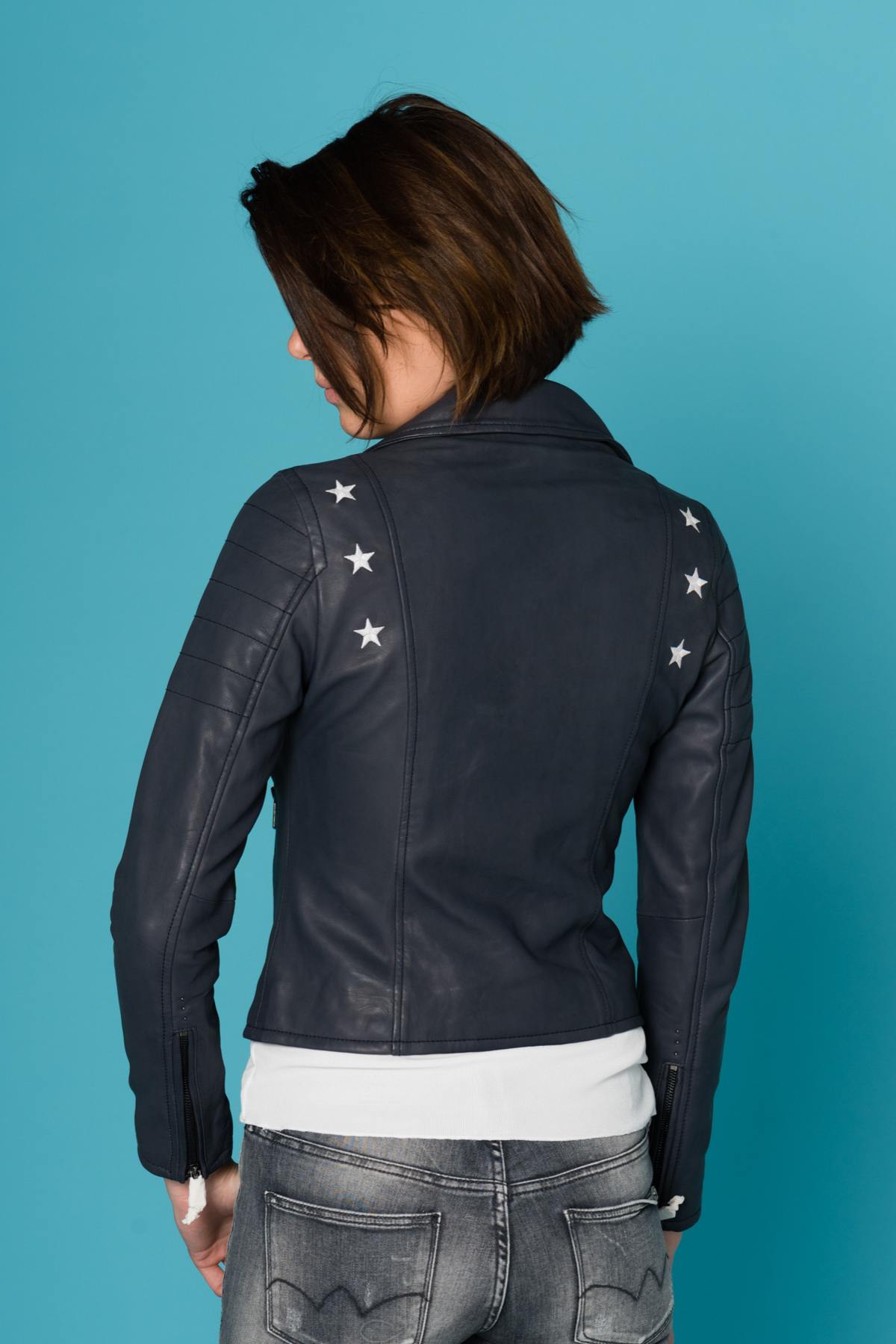 Women's Biker Jacket with fluorescent stars Cityzen - Image n°6