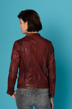 Bold red lambskin jacket with moto details and a slim, flattering fit. - Image n°5