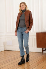 Women's biker collar jacket - Image n°2