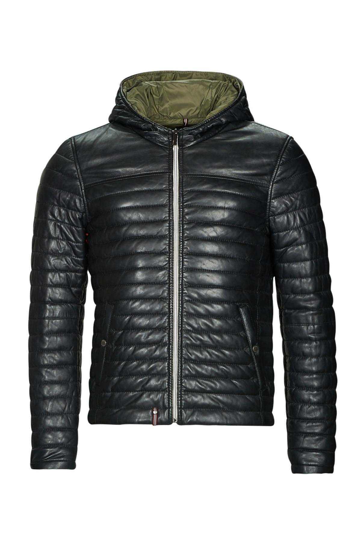 Thin and warm men's down jacket in black color - Image n°11