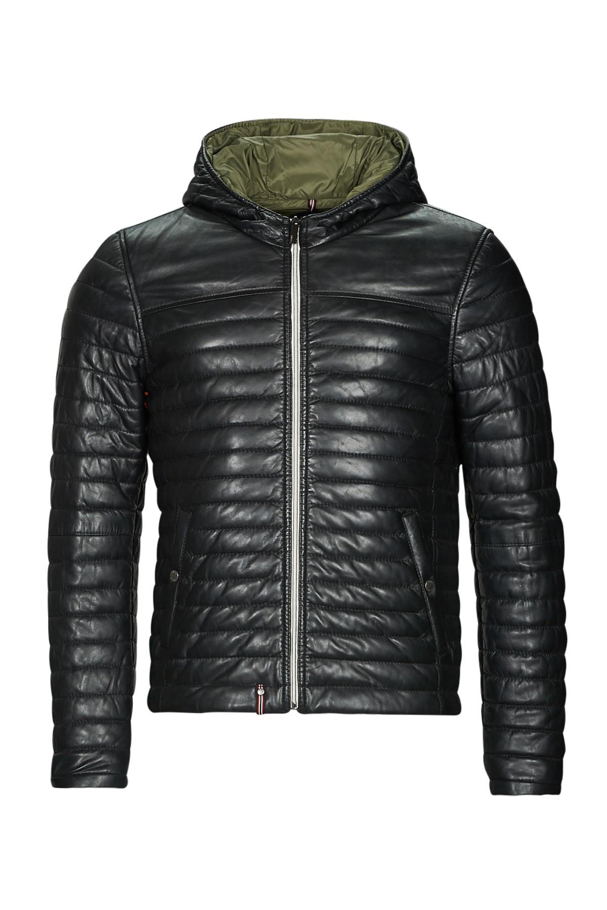 Thin and warm men's down jacket in black color - Image n°11