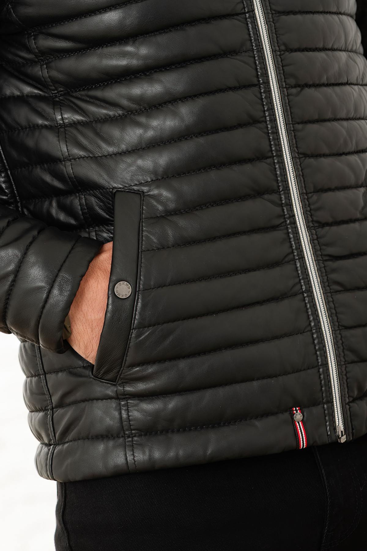 Thin and warm men's down jacket in black color - Image n°6