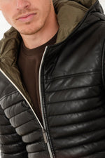 Thin and warm men's down jacket in black color - Image n°4