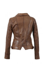 Aged cognac sheep leather, slim biker jacket: Oakwood's CAMERA 507. - Image n°15