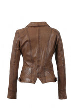 Aged cognac sheep leather, slim biker jacket: Oakwood's CAMERA 507. - Image n°15