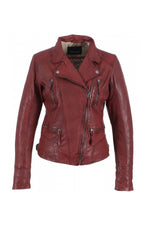 Oakwood's aged red sheepskin biker jacket-slim, lightweight, and bold. - Image n°7