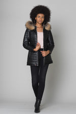 Black shearling jacket with fur-trimmed hood and Thinsulate lining. - Image n°3