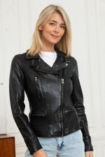 Black sheepskin Biker Jacket - Image n°4