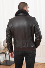 Brown RAFAL YCON aviator jacket in lambskin leather, removable collar. - Image n°9