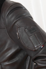 Brown RAFAL YCON aviator jacket in lambskin leather, removable collar. - Image n°11