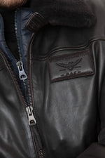 Brown RAFAL YCON aviator jacket in lambskin leather, removable collar. - Image n°12