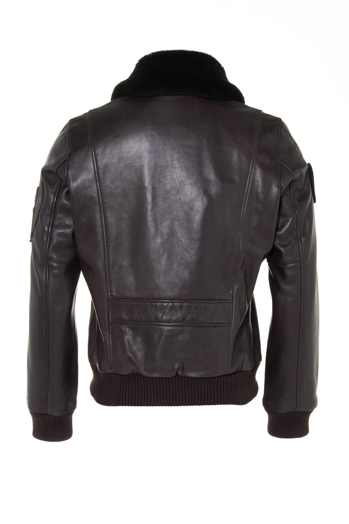Brown RAFAL YCON aviator jacket in lambskin leather, removable collar. - Image n°10