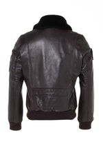 Brown RAFAL YCON aviator jacket in lambskin leather, removable collar. - Image n°10