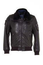 Brown RAFAL YCON aviator jacket in lambskin leather, removable collar. - Image n°7