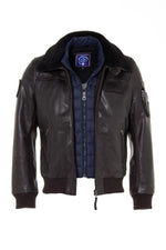Brown RAFAL YCON aviator jacket in lambskin leather, removable collar. - Image n°3