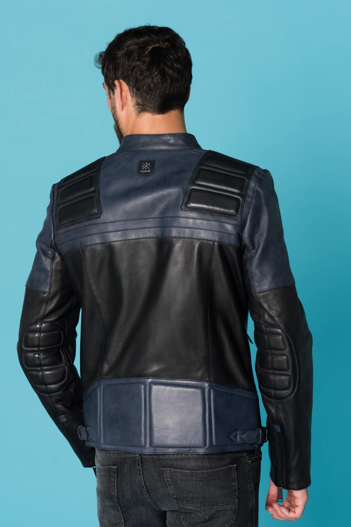 Black and blue biker jacket - Image n°6