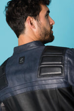 Black and blue biker jacket - Image n°2