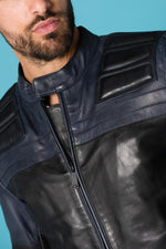Black and blue biker jacket - Image n°3