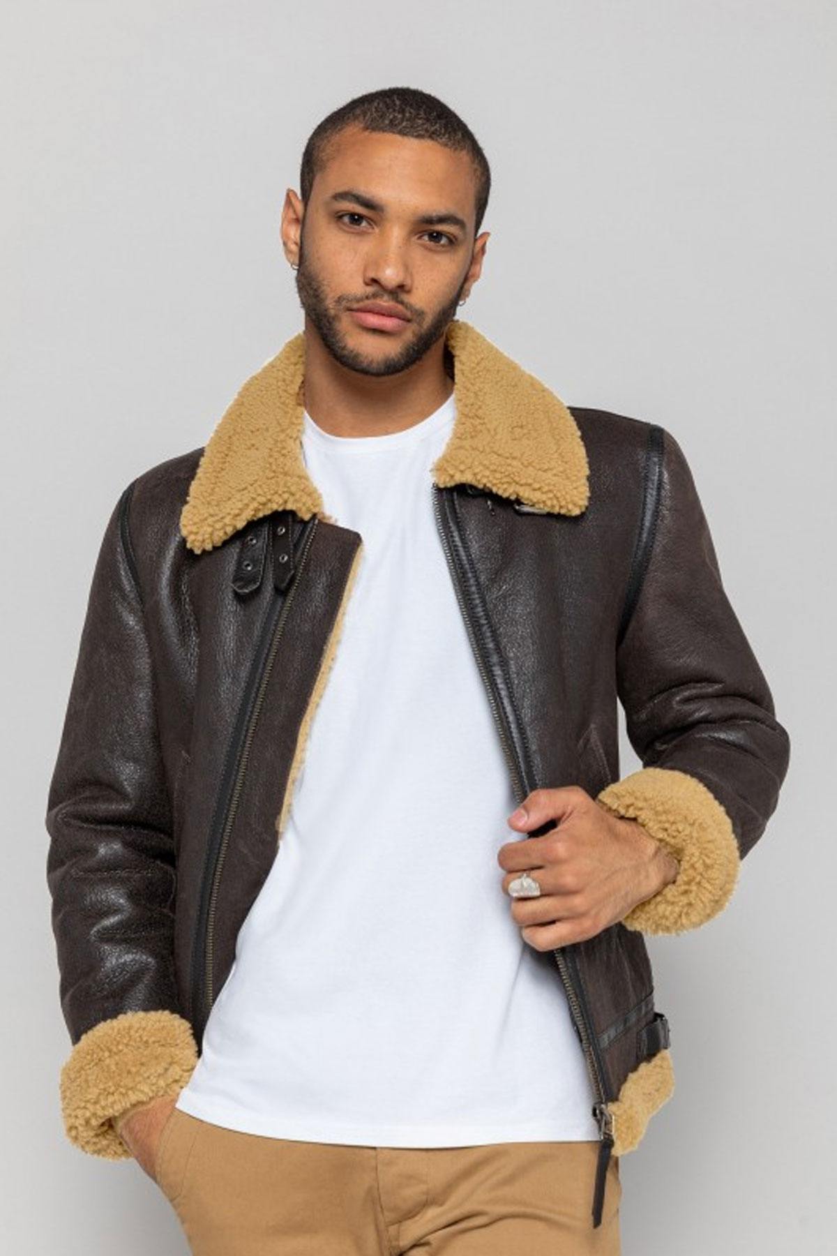Redskins men's brown bomber jacket - Image n°1