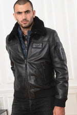 Lambskin aviator jacket with removable shearling collar and lining. - Image n°3