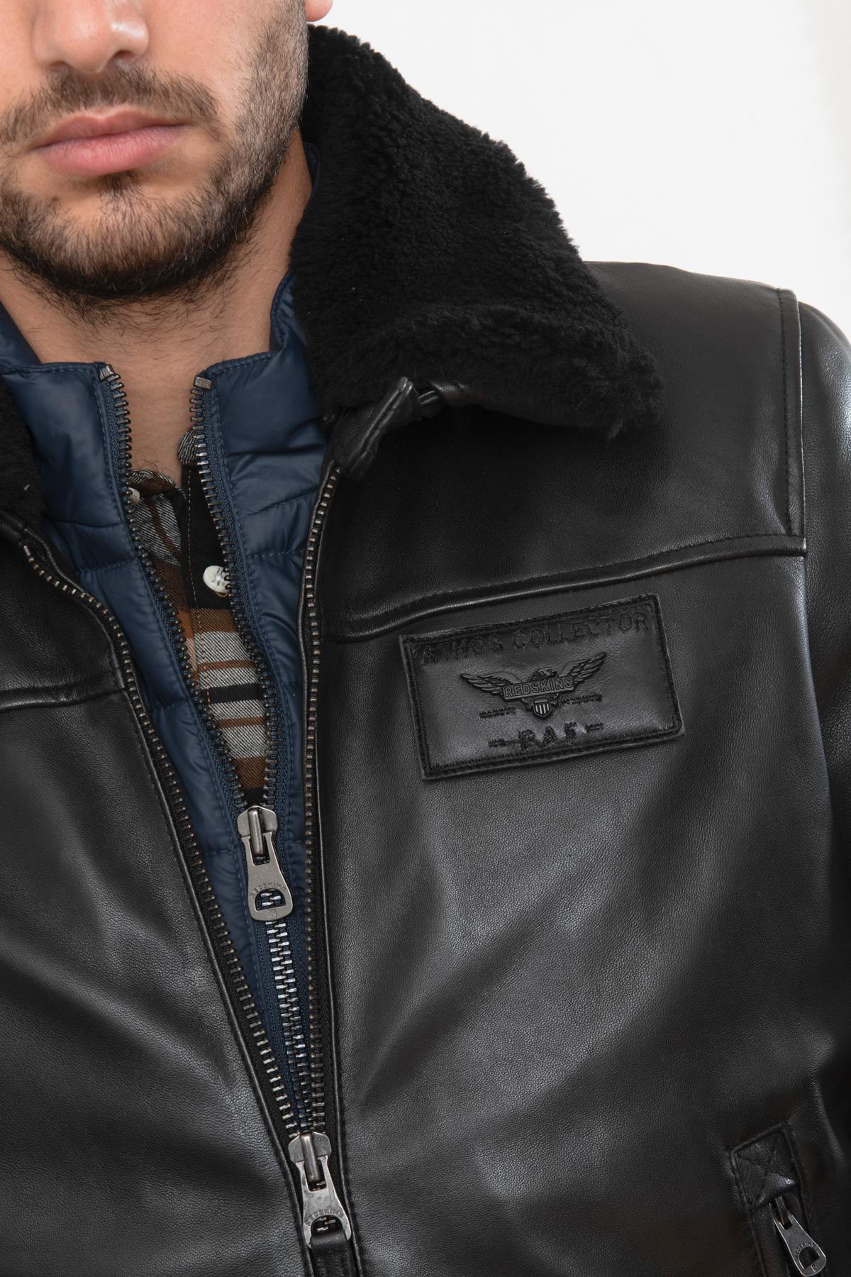 Lambskin aviator jacket with removable shearling collar and lining. - Image n°12