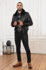 Lambskin aviator jacket with removable shearling collar and lining. - Image n°5