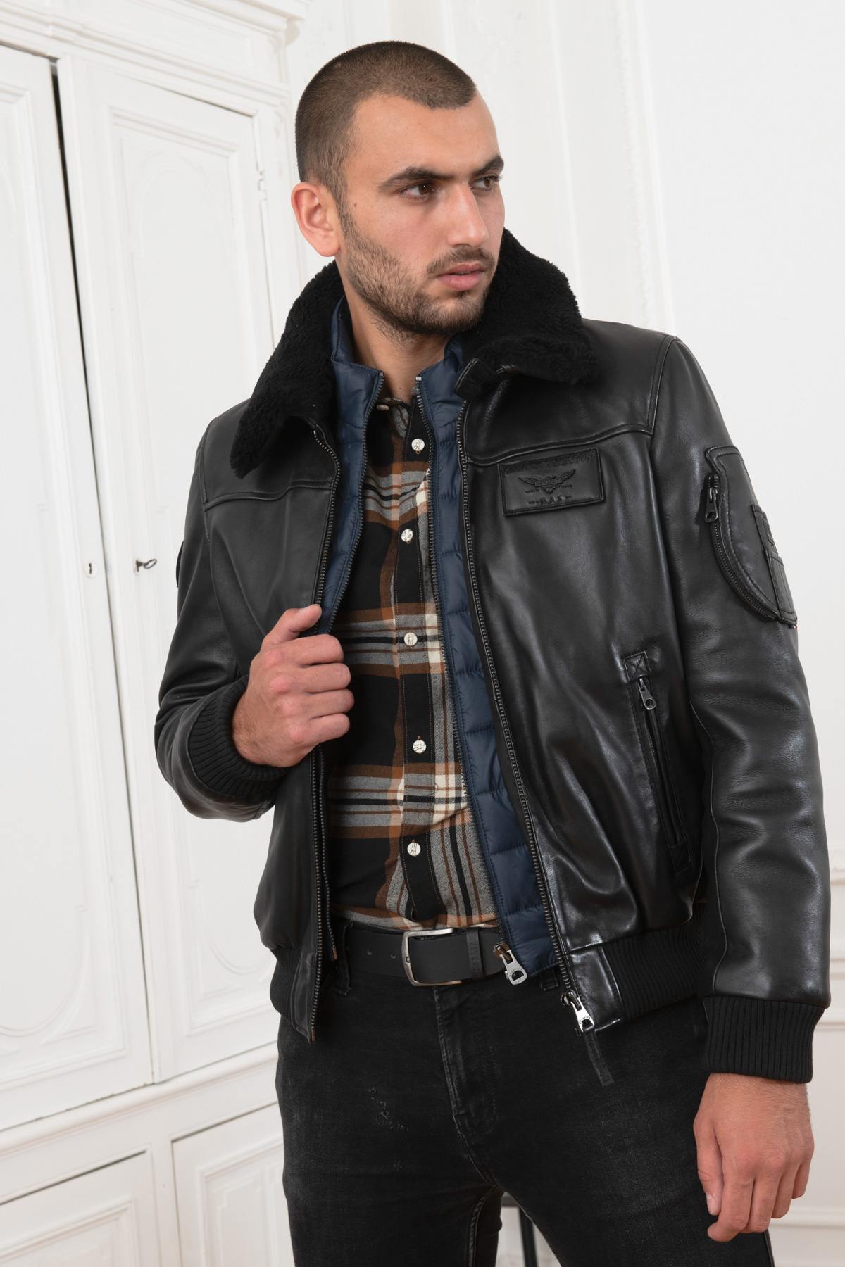 Lambskin aviator jacket with removable shearling collar and lining. - Image n°16