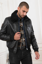 Lambskin aviator jacket with removable shearling collar and lining. - Image n°7