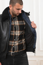 Lambskin aviator jacket with removable shearling collar and lining. - Image n°15