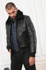 Lambskin aviator jacket with removable shearling collar and lining. - Image n°14