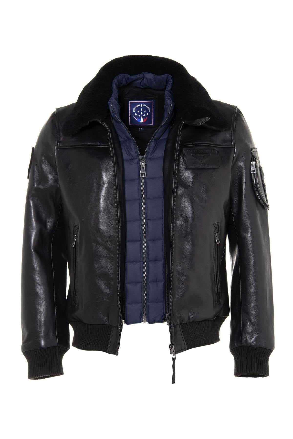 Lambskin aviator jacket with removable shearling collar and lining. - Image n°4