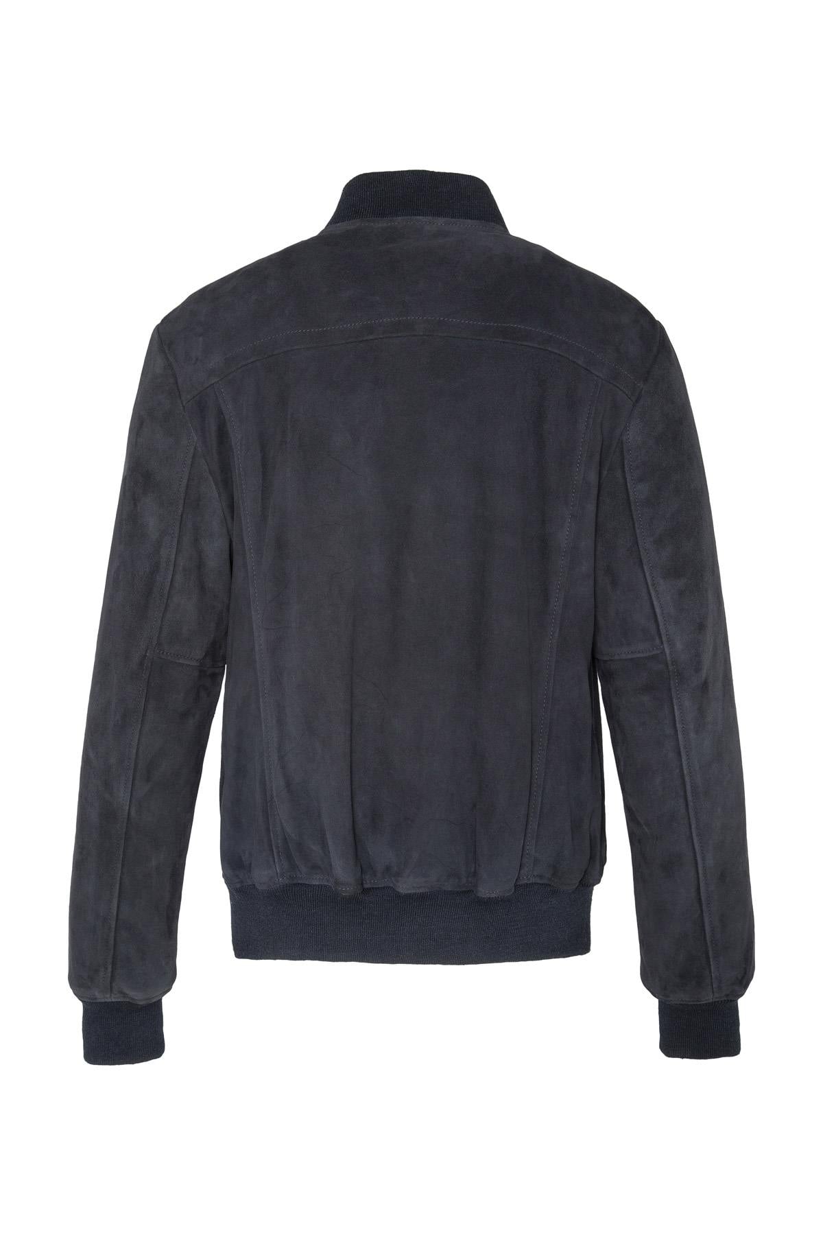 A goatskin jacket with suede finish, teddy collar, and ribbed details. - Image n°7