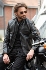 Schott 141 NOIR: heavyweight café racer in full-grain cowhide. - Image n°1