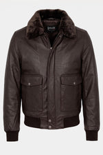 Lambskin aviator jacket by Schott. Slim fit with removable collar. - Image n°3