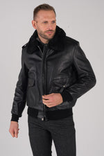 Schott's 184SM Black: A-2 jacket in naked cowhide. Fleece liner. - Image n°4