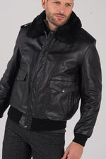 Schott's 184SM Black: A-2 jacket in naked cowhide. Fleece liner. - Image n°7