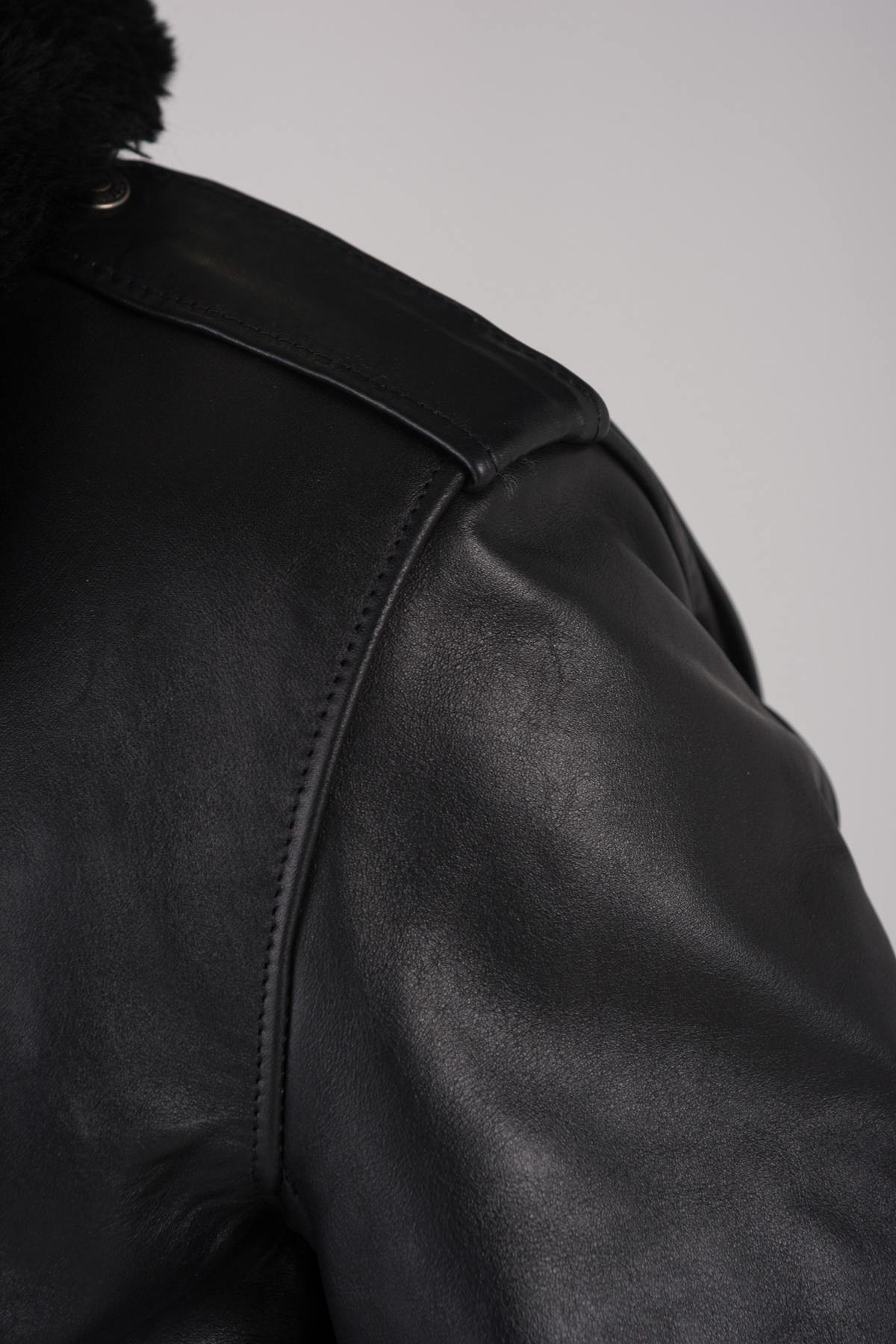 Schott's 184SM Black: A-2 jacket in naked cowhide. Fleece liner. - Image n°12