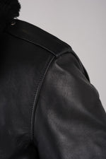Schott's 184SM Black: A-2 jacket in naked cowhide. Fleece liner. - Image n°12