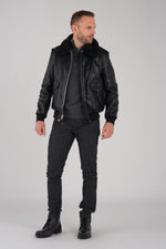 Schott's 184SM Black: A-2 jacket in naked cowhide. Fleece liner. - Image n°5