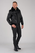 Schott's 184SM Black: A-2 jacket in naked cowhide. Fleece liner. - Image n°8