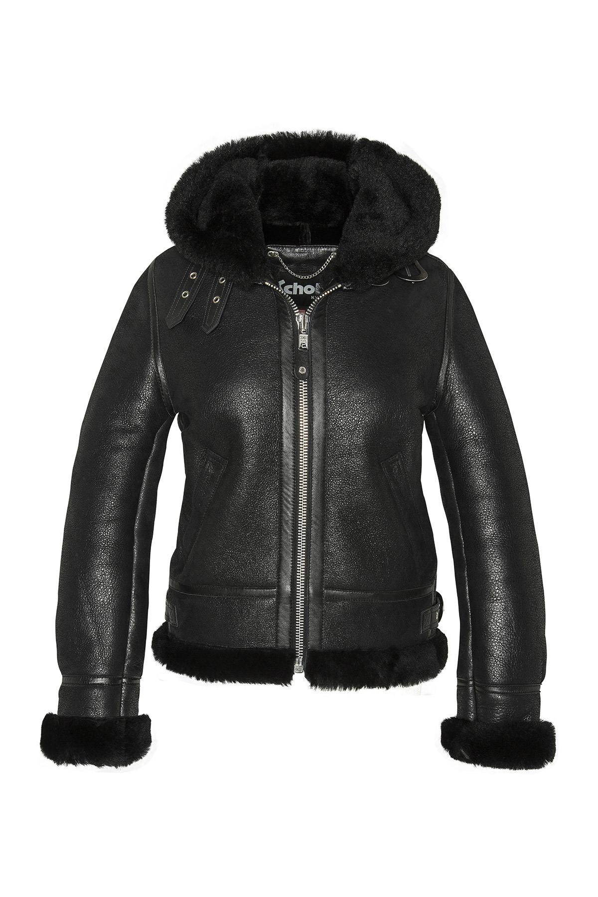 A fitted sheepskin bomber by Schott, lined with fur for winter warmth. - Image n°3