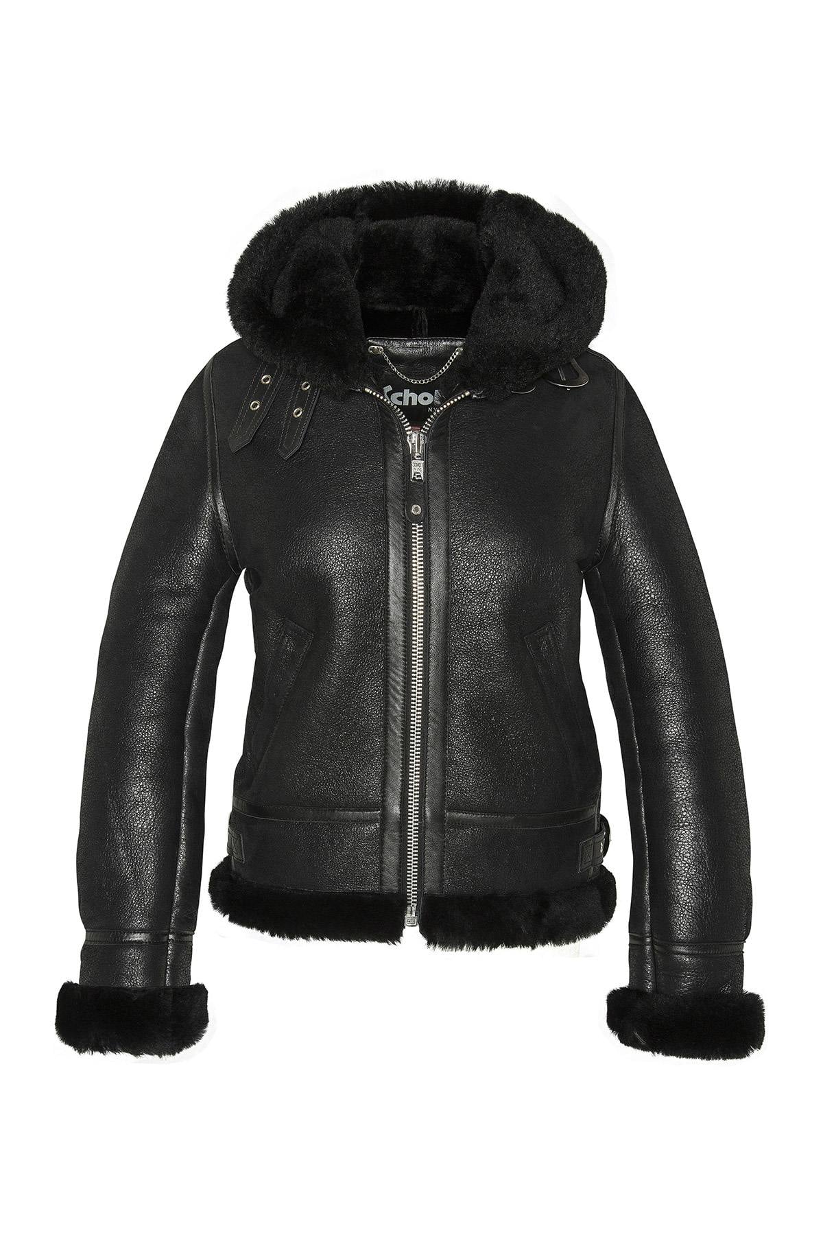 A fitted sheepskin bomber by Schott, lined with fur for winter warmth. - Image n°3