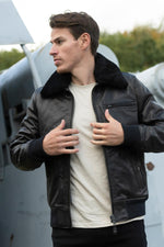 LC1380 Black by Schott-thick cowhide, shearling collar, zip-out liner. - Image n°4