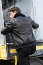 LC1380 Black by Schott-thick cowhide, shearling collar, zip-out liner. - Image n°2