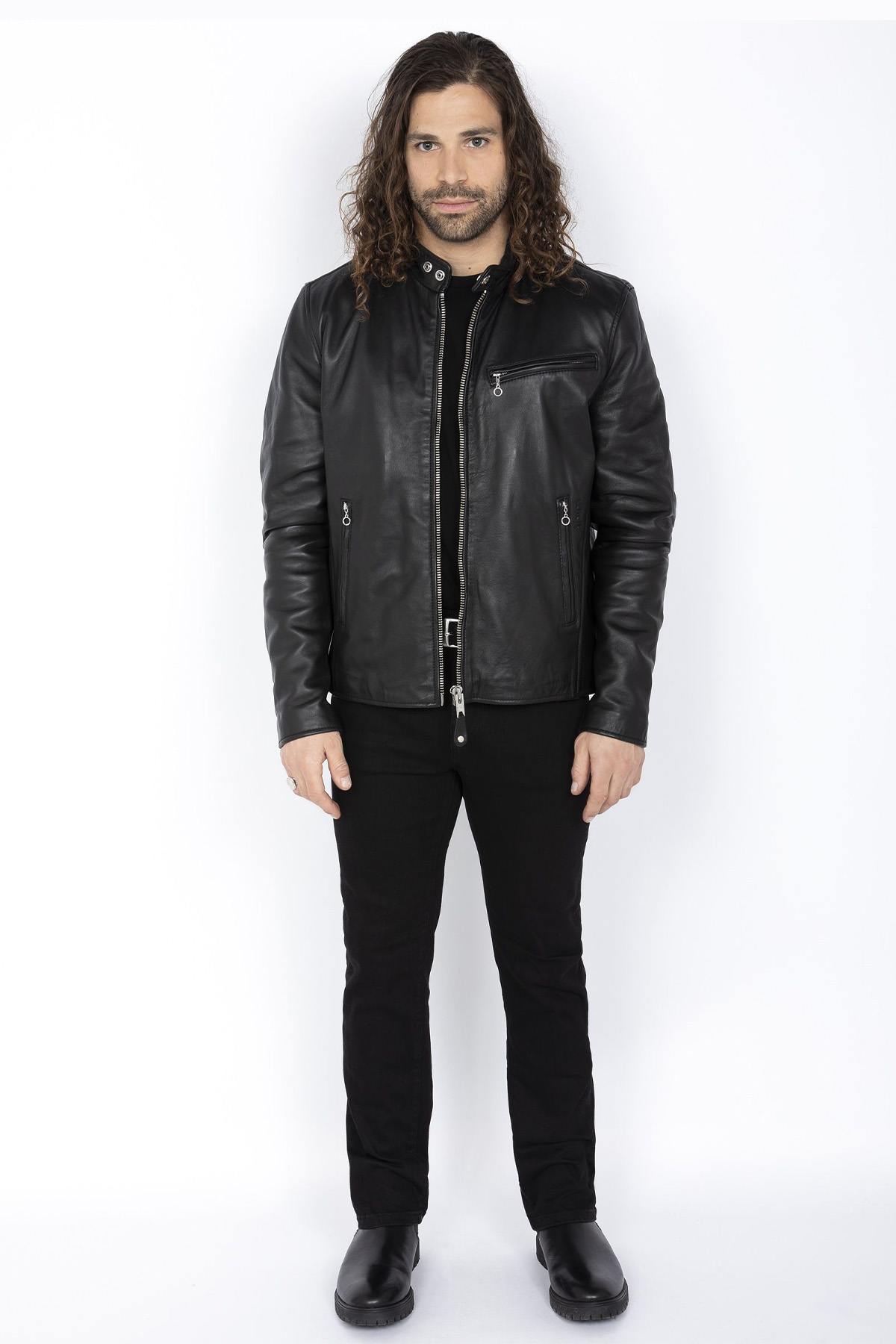 Schott's LC949D Black: a lambskin café racer, sleek and built to last. - Image n°3