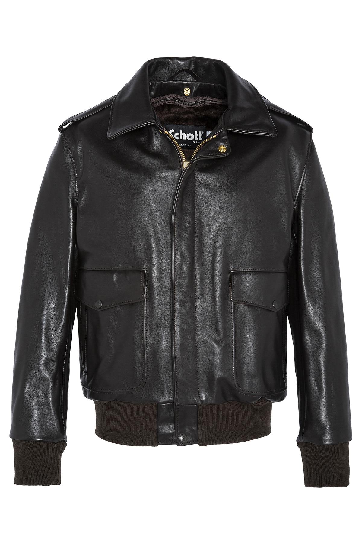 The Schott 184SM Brown A-2 jacket in supple cowhide. Made in the USA. - Image n°3
