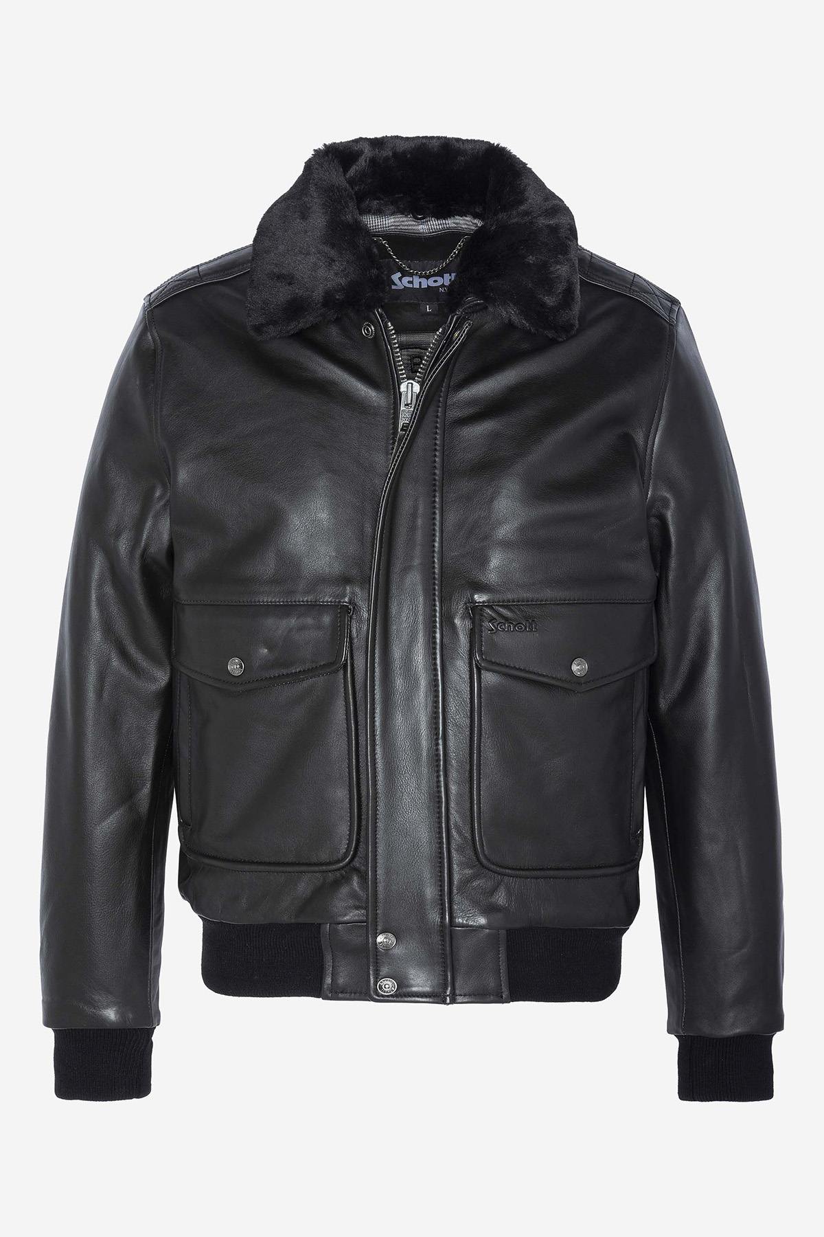 Thick cowhide A-2 aviator jacket with patina and removable collar. - Image n°7